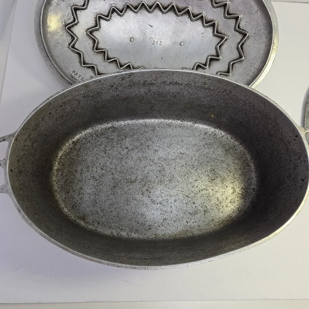 Wagner Ware # 5 265 Oval Drip Drop Roaster Lid And Trivet Vtg Magna Lite USA